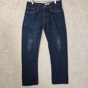 Gustin Jeans Mens 33 (Fits 29x27) Blue Straight Raw Selvedge Denim Minimalist